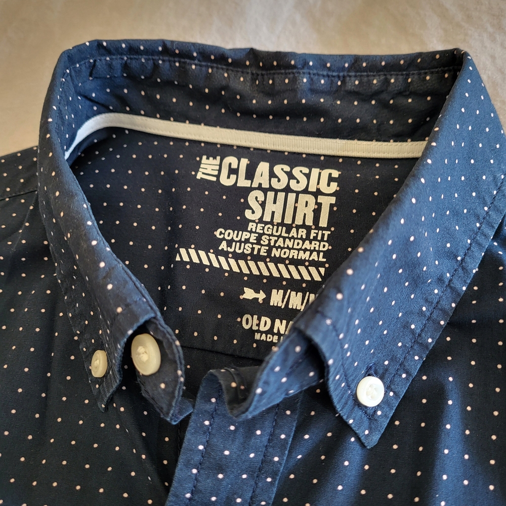 Old Navy Classic Navy Blue Polka Dot Men's Shirt